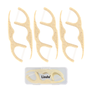 Lindo Eco Floss Picks With Travel Case (Dual Thread) - 200pcs/pk